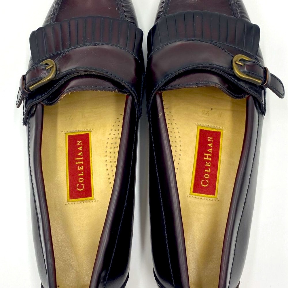 Cole Haan Leather Buckle Strap Slip On Loafers Burgundy 61656 Mens Sz 9.5 D - Picture 8 of 12